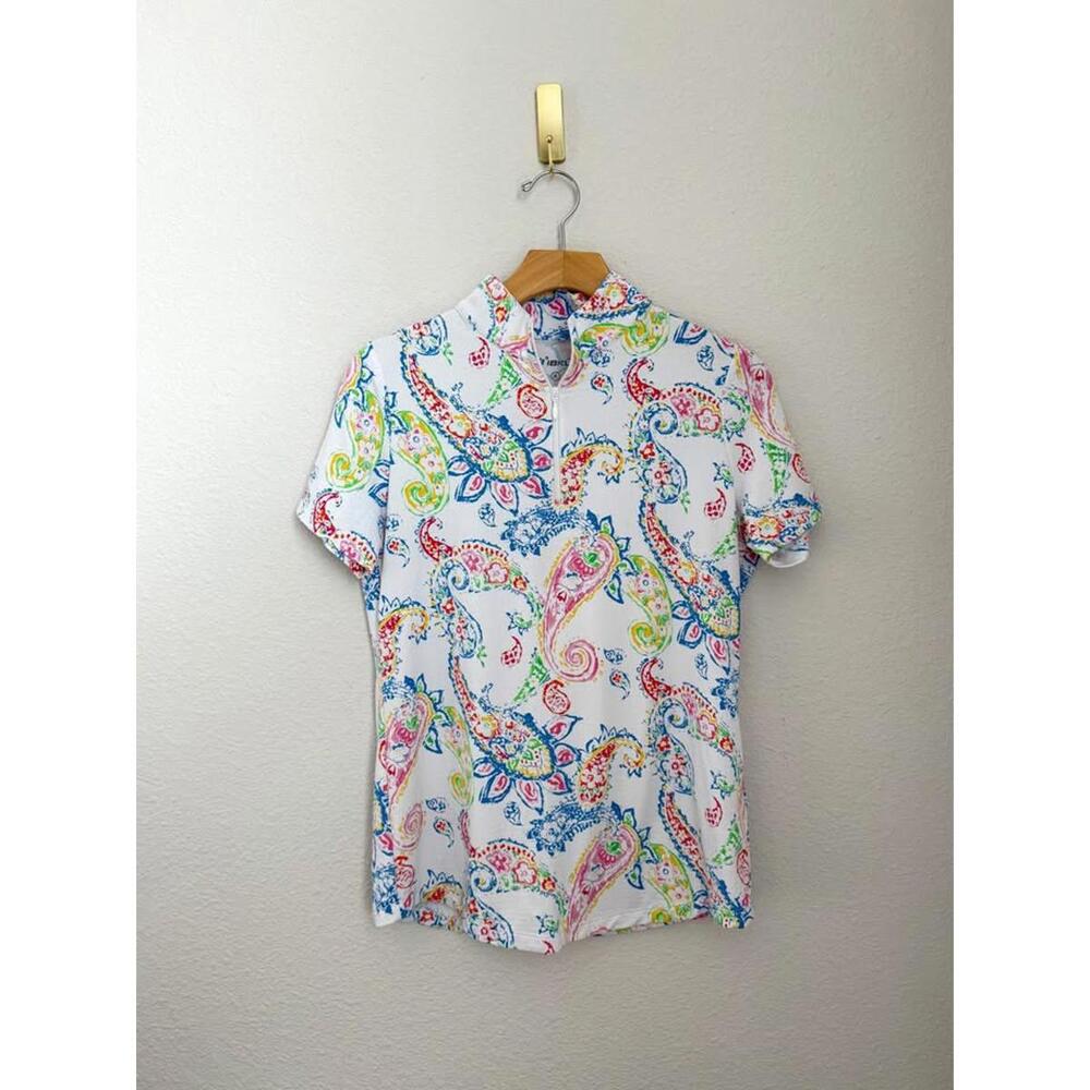 Ibkul Women’s Paisley Performance Breathable Sports Shortsleeve Sz S‎